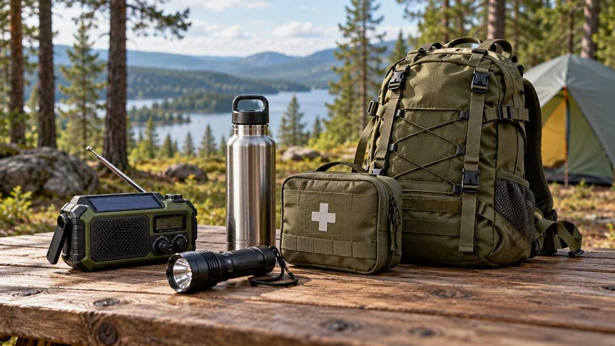 Camping et survie : équipement de préparation — image d’ambiance créée par IA