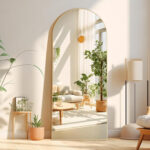 71"x30" Arched Full Length Mirror, Mirror Full Length Hanging,Mounting or Leaning, Black Floor Mirror with Slim Aluminum Alloy Frame, Modern Simple Home Decor,Gold