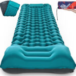 AKSOUL Camping Sleeping Pad with Pillow: Extra Thick 3.9 inch Ultralight Self Inflating Air Mat, Compact Lightweight Inflatable Sleep Mattress for Backpacking, Camp, Hiking, Peacock Blue