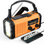 48100mWh Crank Emergency Weather Radio,Solar Hand Crank Radio,4-Way Powered Portable NOAA AM FM Radio with Phone Charger,Flashlight,Readinglamp,Compass,SOS for Outdoor Camping Hurricane Storm Survival