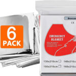 Deecam Emergency Space Blankets, Mylar Thermal Survival Blankets Foil Camping Emergency Heat Reflective Blanket for Outdoor, First Aid, Hiking, Camping Gear, Travel (6Pack)